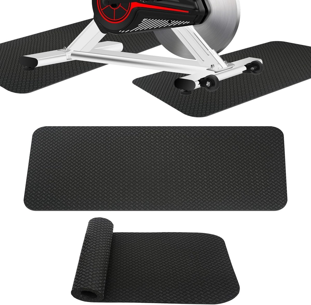 Set van 2 Vloerbeschermingsmatten voor Fitnessapparatuur, Antislip, Dubbelzijdig, 63.5 x 30 x 0.6 cm, Ideaal voor Sportruimte en Vloerbescherming