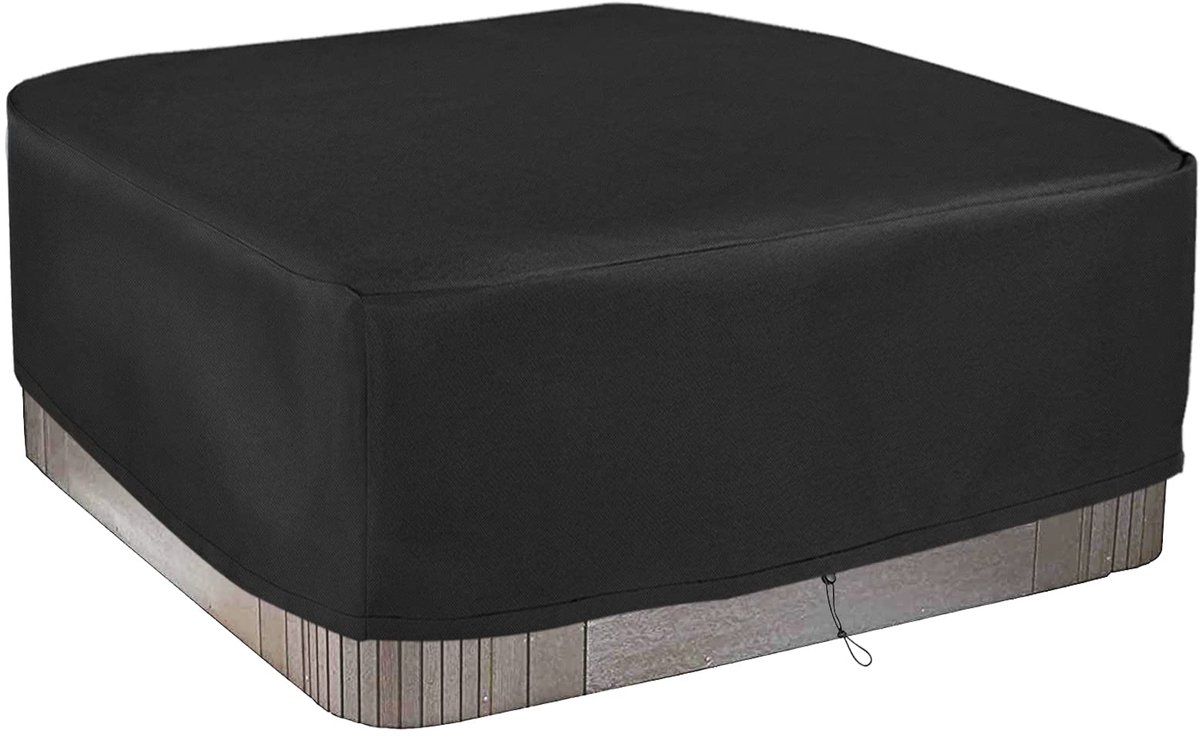 SnelShoppen - Waterdichte Hot Tub Cover 420D Oxford Doek, UV-bestendig, Elastisch, Maat 220x220x85 cm, Ideaal voor Tuin en Buitengebruik