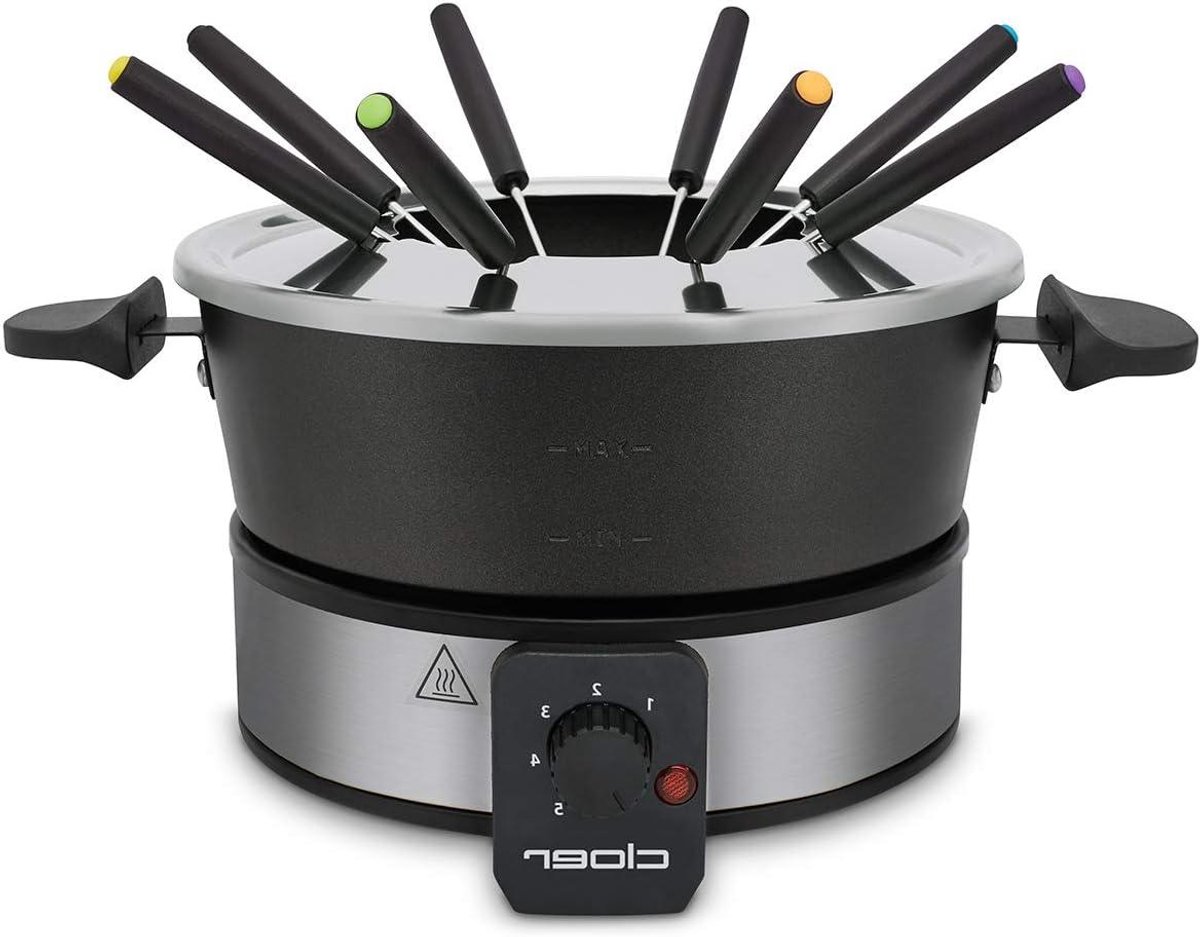 Elektrische Fonduepan - Gourmet Set - Gezellig Tafelen - Antiaanbaklaag - 15 Liter 8 Personen - Zilver Zwart