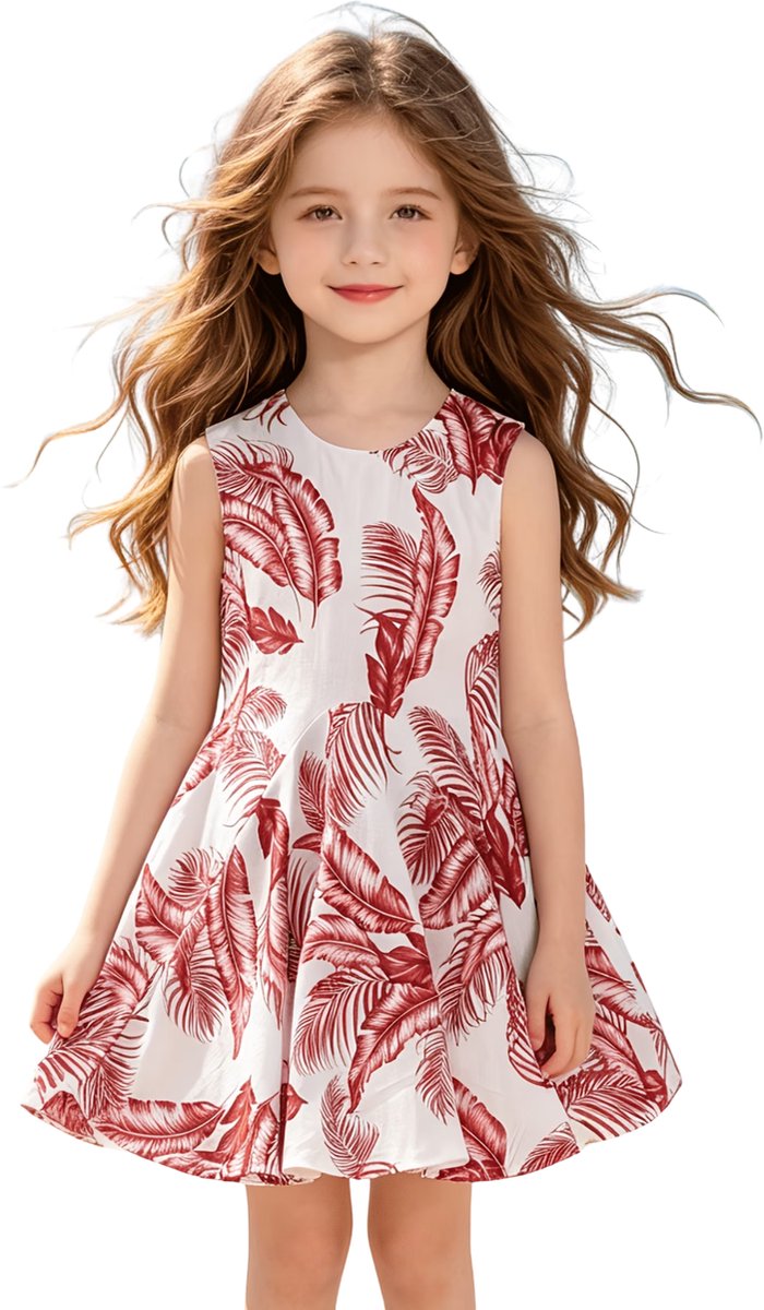 Currero Zomerjurk Meisjes Zomerjurken Kinderen Jurk Meisje Ibiza Stijl Sundress Kinderkleding Oudroze 4-5 Jaar Stoffige Roos