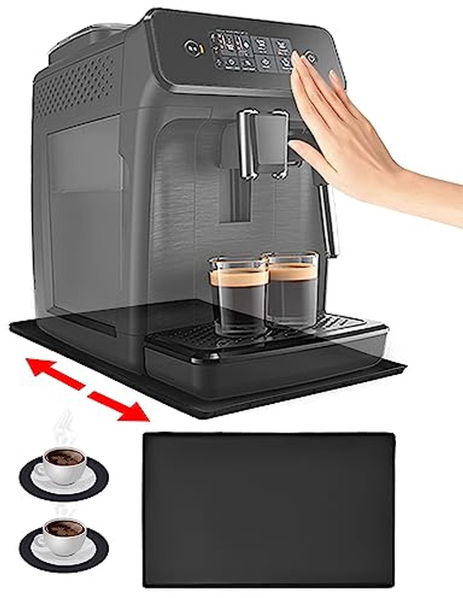 Koffiezetapparaat Onderlegger Keukenmat Siliconen Werkblad Beschermen Met Opstaande Rand 47x29 cm Zwart