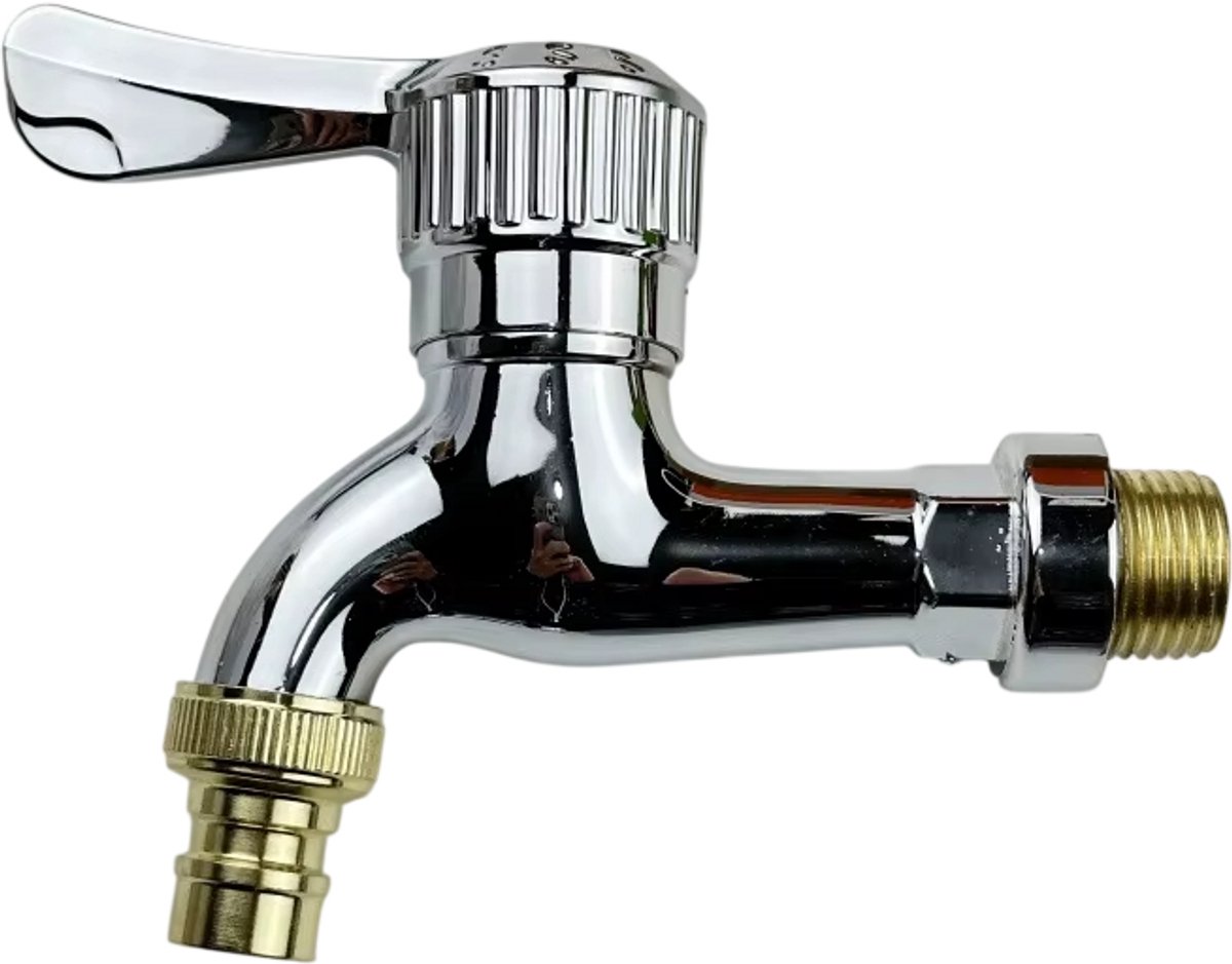 Wasmachinekraan 1/2 Inch – Muurmontage Waterkraan met Slangaansluiting en Snelkoppeling – Tuinkraan voor Waterslang, Balkon, Wasruimte en Huishouden