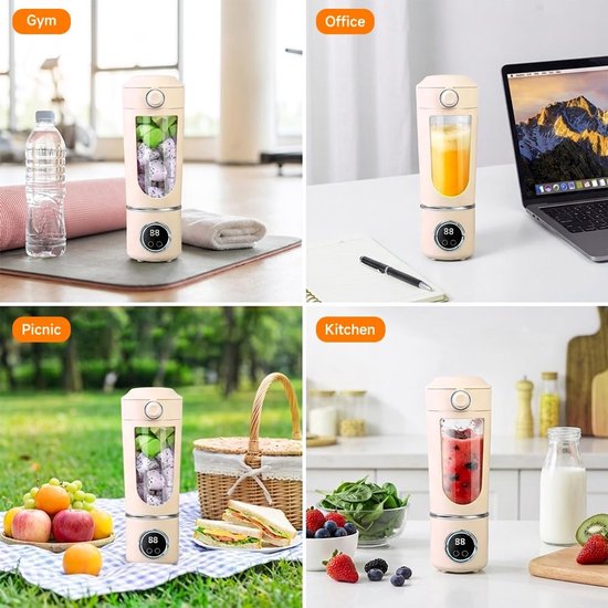 Draagbare Blender - Mixer To Go - Smoothies Maken - 12 Roestvrijstalen Messen - 700 ml - Beige — afbeelding 4