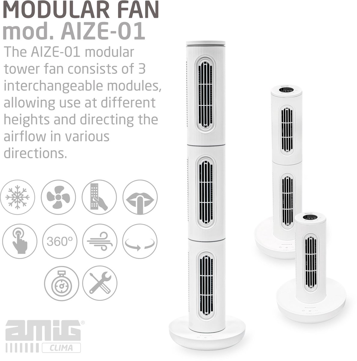 SnelShoppen - Draagbare Ventilator 3-in-1 Torenventilator Zeer Stil 45 dB Laag Verbruik 20 W 12 Snelheden Nachtfunctie 4 Windstanden 360º Oscillatie A