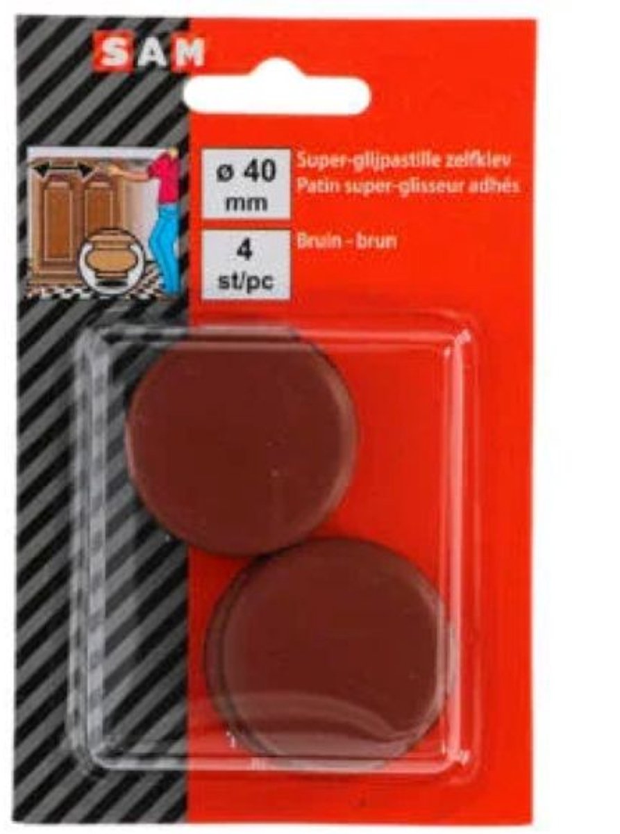 Mack meubelglijders Ø 40 mm bruin – 4 stuks