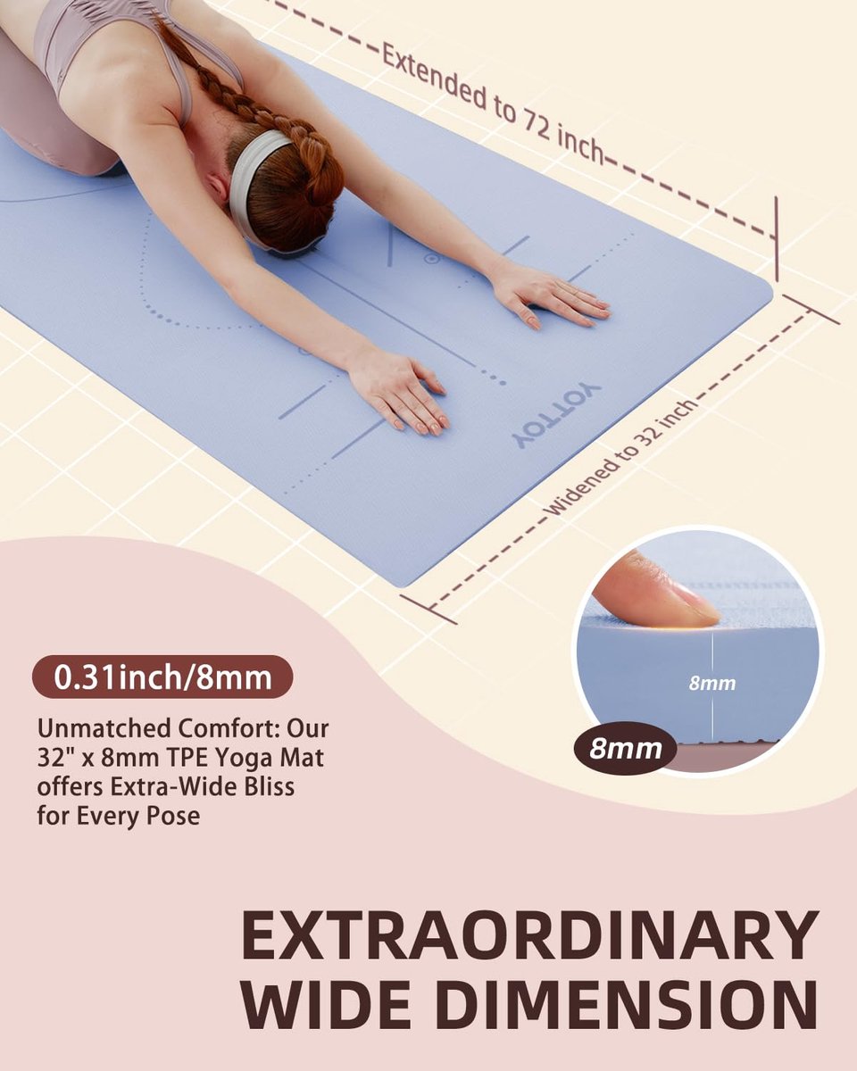 SnelShoppen - Yogamat 182 x 81 cm, extra breed, antislip fitnessmat, milieuvriendelijke TPE oefenmat voor yoga en work-out, met schoudertas (zwart)