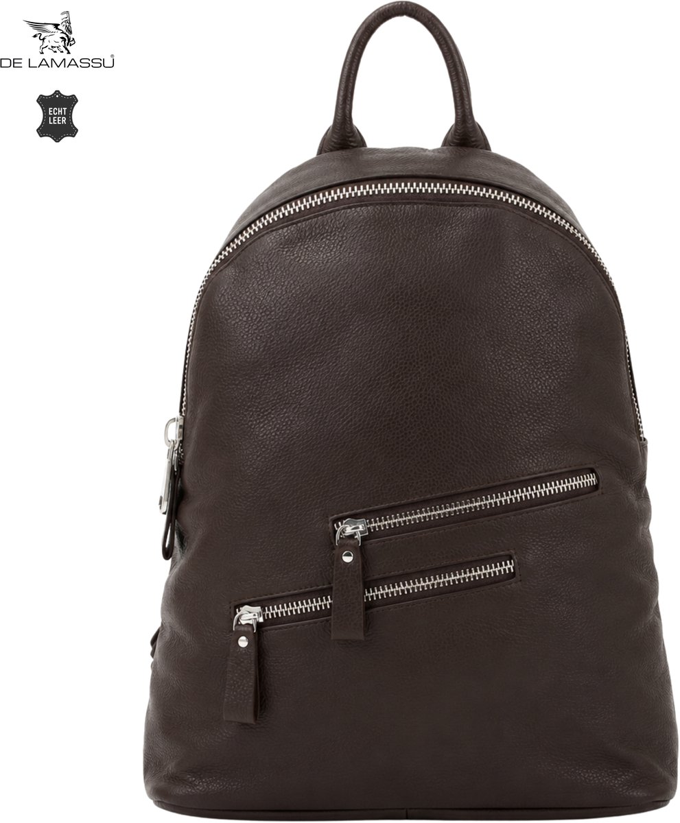 DE LAMASSU® Leren Rugzak Unisex Echt Leer Rugtas Casual Werktas Schooltas Reisrugzak Dagrugzak 18 Liter