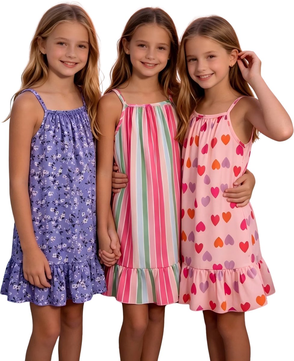 Currero Zomerjurk Meisjes Zomerjurken Kinderen Jurk Meisje Ibiza Stijl Sundress Kinderkleding 13-14 Jaar Gemengde Kleur