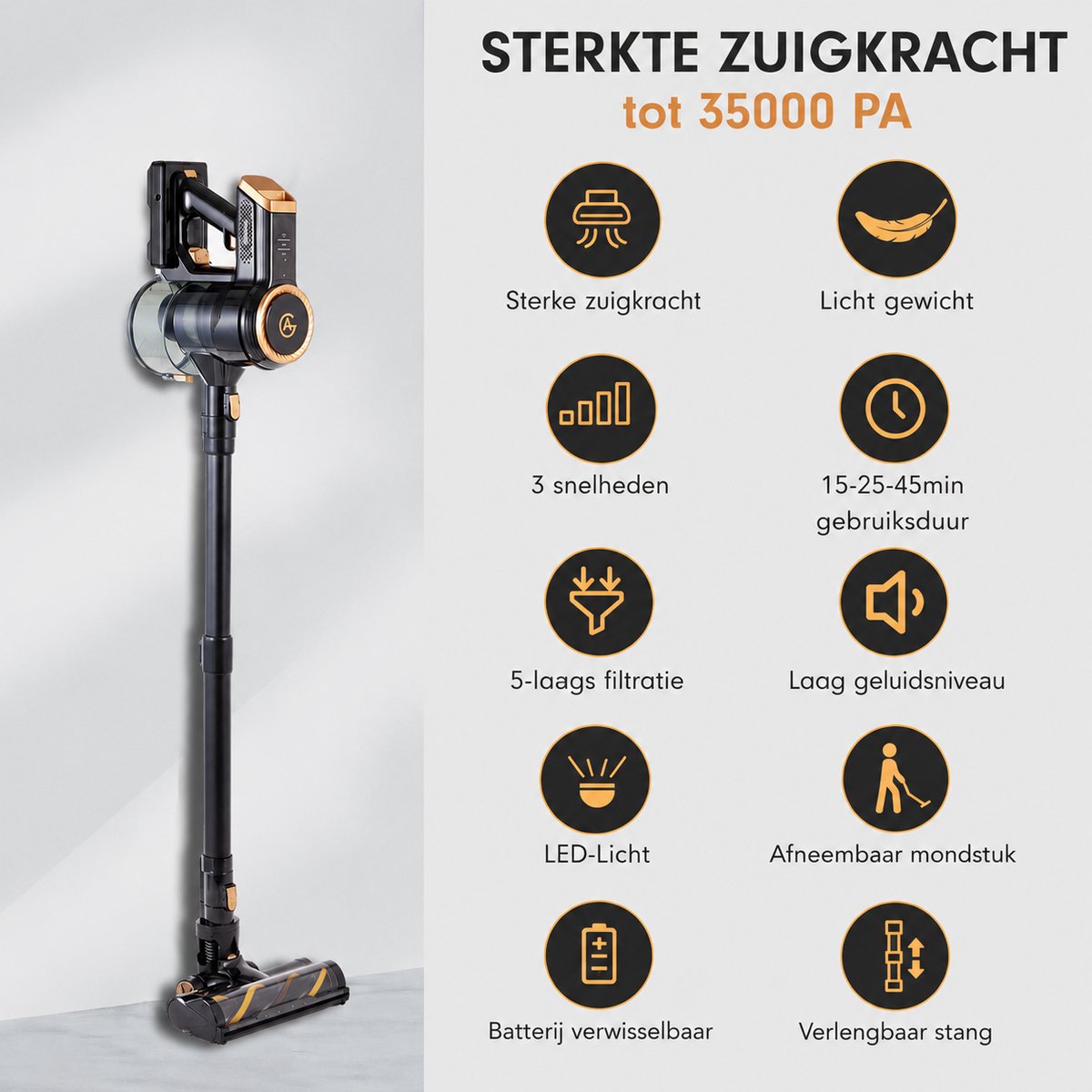 AG4200 Steelstofzuiger Draadloos Premium Gold - afbeelding 3