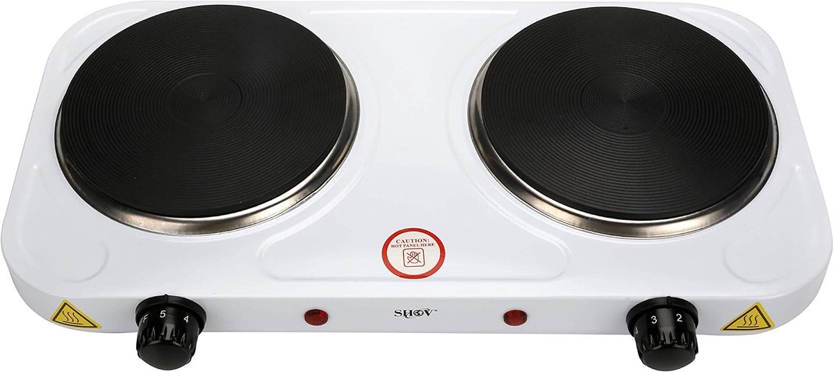 SnelShoppen - Dubbele kookplaat elektrisch fornuis met oven, 2500 W, ideaal voor camping, keuken, party, en outdoor gebruik, compacte duo kookplaat