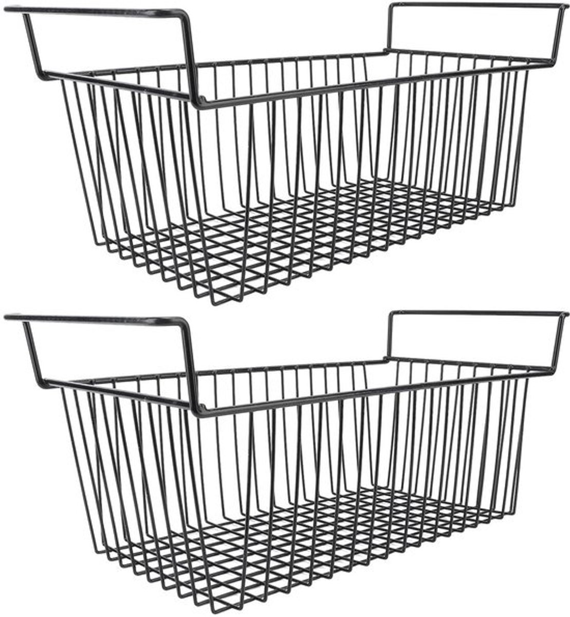 Draadmand Stapelbaar - Organisatorbakken - Metaaldraad - 2 Stuks - Diepe Mand - Afmetingen L56,5 x B25,2 x H24 cm - Opbergmand