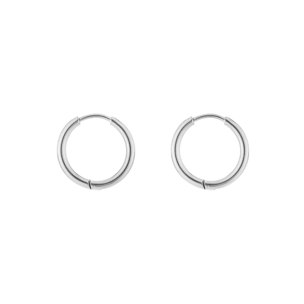 Stainless Steel Minimalist Classic Huggie Hoops – Luxe Basis Oorringen 1,5 cm – RVS - Zilver