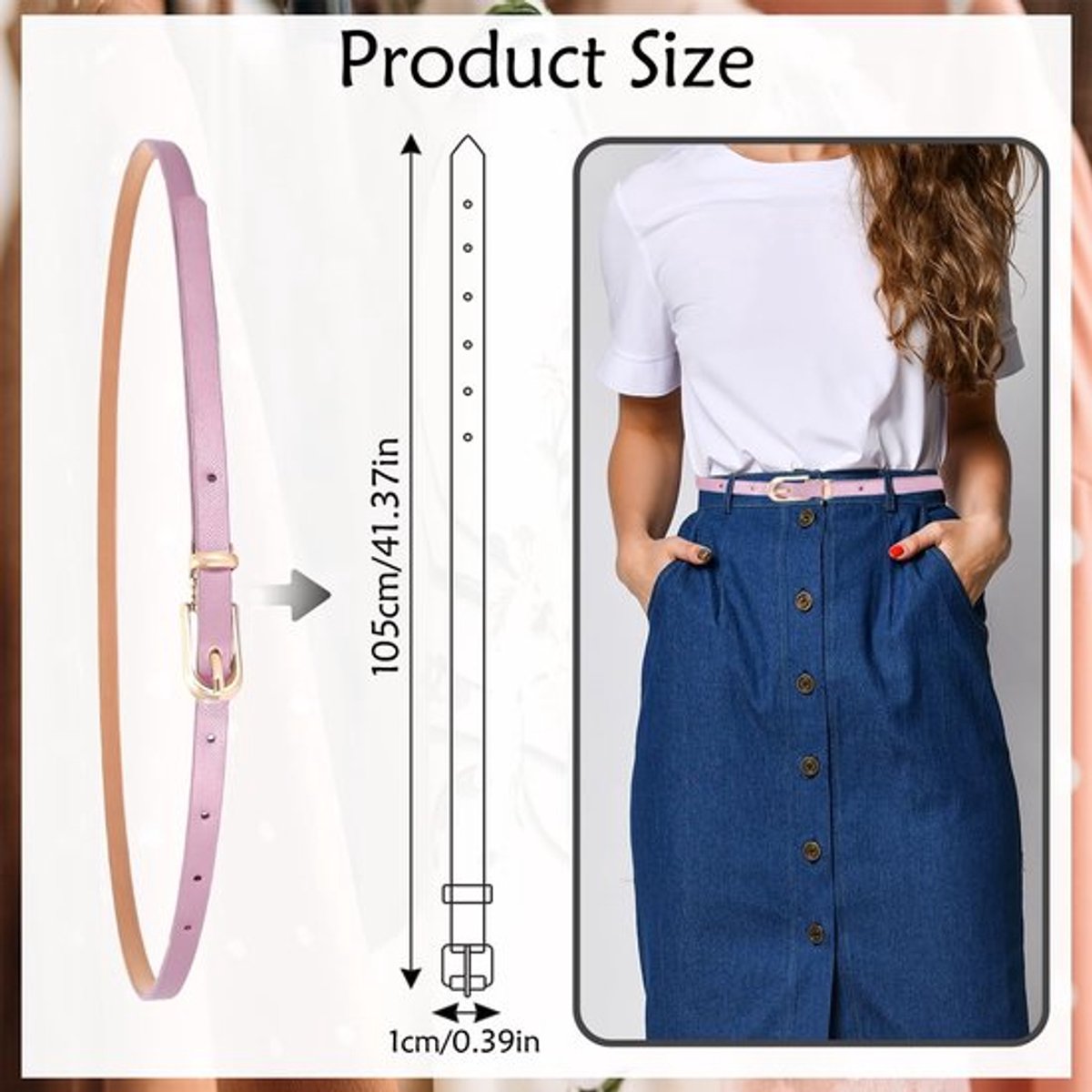 Leren Riem Dunne Taille - Skinny Riem - Tailleriem Dames - Metalen Gesp - Geschikt voor Jurken - Lichtgewicht en Verstelbaar