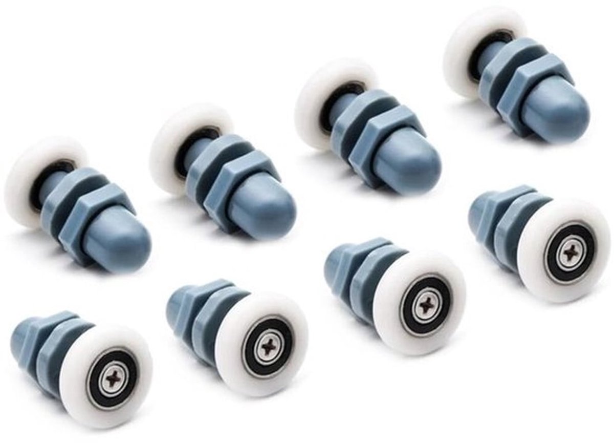 Douchedeurrollen 20 mm - 8 Stuks - Kunststof - Geschikt voor Ronde Douchedeuren/Schuifdeuren - Douchecabinedeur - Halve Cirkeldeuren - Hoogwaardige Materialen - Schuifdeurrollen