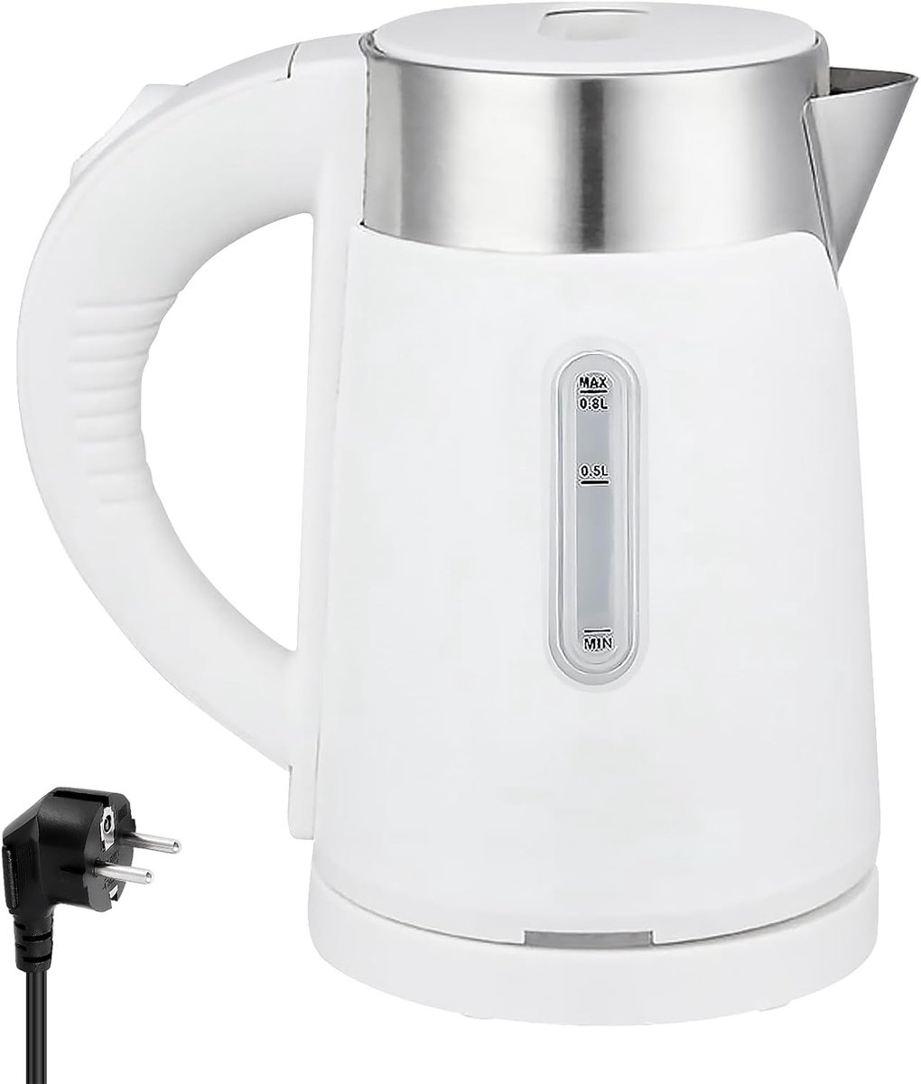 SnelShoppen - Reiswaterkoker 0,8 l Roestvrij Staal - Mini Campingwaterkoker 600 W - Compact en Lichtgewicht Theepot voor Kantoor, Reizen en Thuis - In