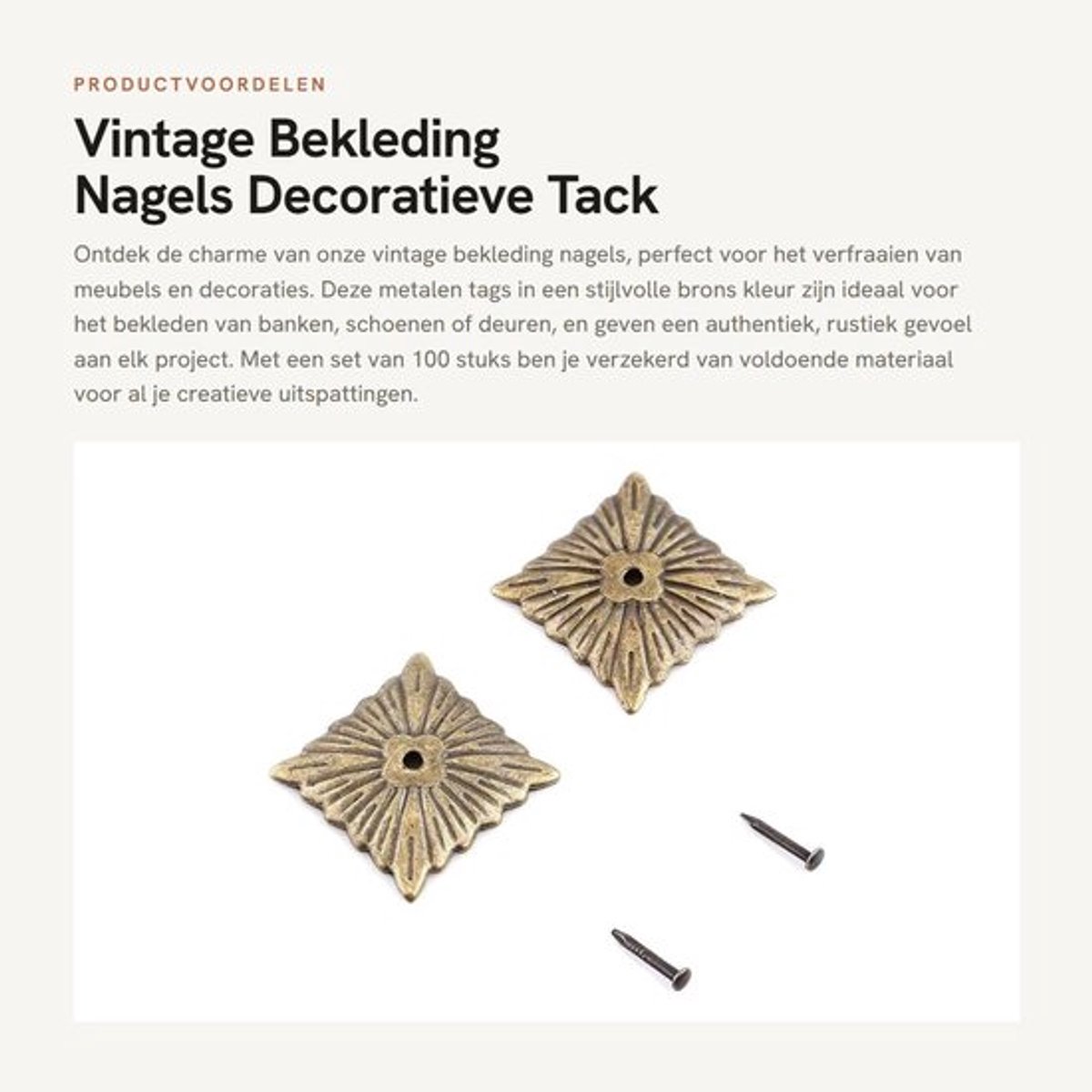 Bekleding Nagels 100 Stuks - Metalen Tags - Decoratieve Tack Stud - Gladde Nagels - Vierkante Spijker - Groen Brons - Ijzer - Meubelnagels