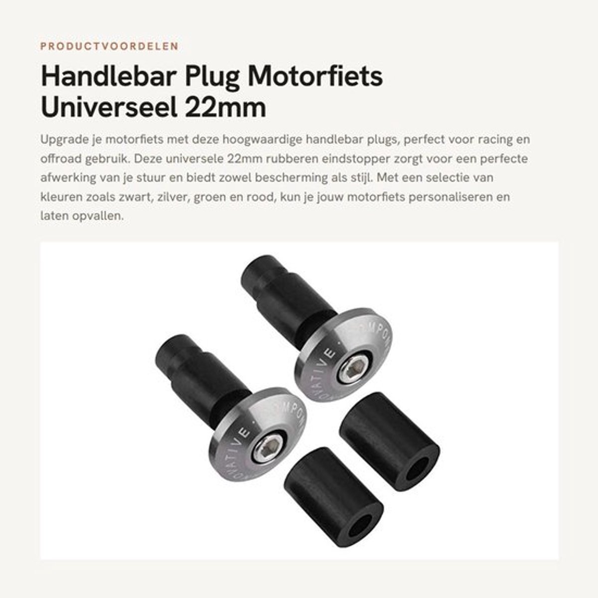 Stuurplug - Aluminiumlegering/Rubber - Universeel - 22 mm - Stuurdoppen - Racing - Lichtgewicht 47 g - Stuurdop