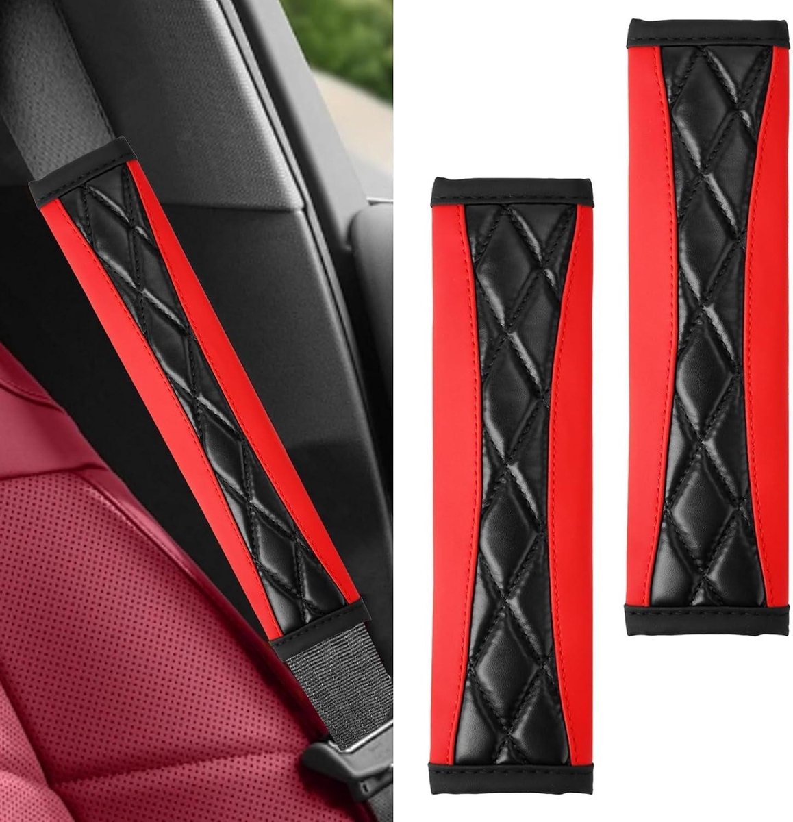 Gordelbeschermers Auto - Schouderkussens Gordel - Comfortabel Rijden - Antislip Spons Voering - 2 stuks - A