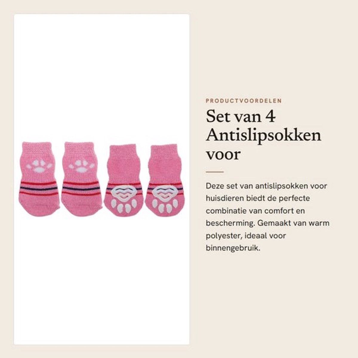 Hondensokken Antislip - Pootbescherming - Set van 4 - Siliconen Gelzolen - Warm Polyester - Maat S (6 x 2,5 cm) - Huisdier Sokken