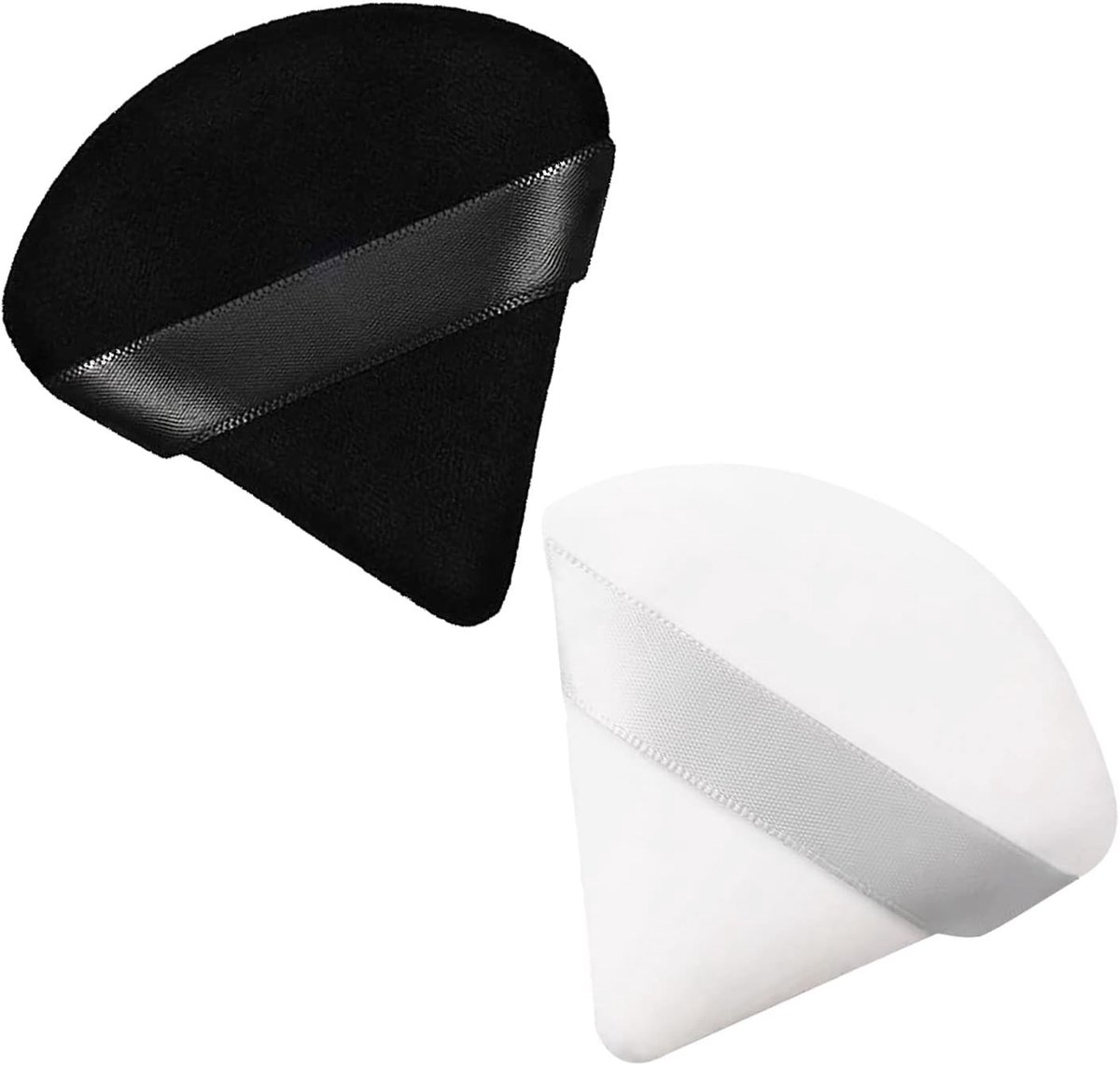SnelShoppen - 2pcs Driehoekige Poeder Puff - Zachte, Herbruikbare Make-up Puff voor Losse Poeder, Foundation, Blush, Cream - Droog & Nat Velours (Zwar