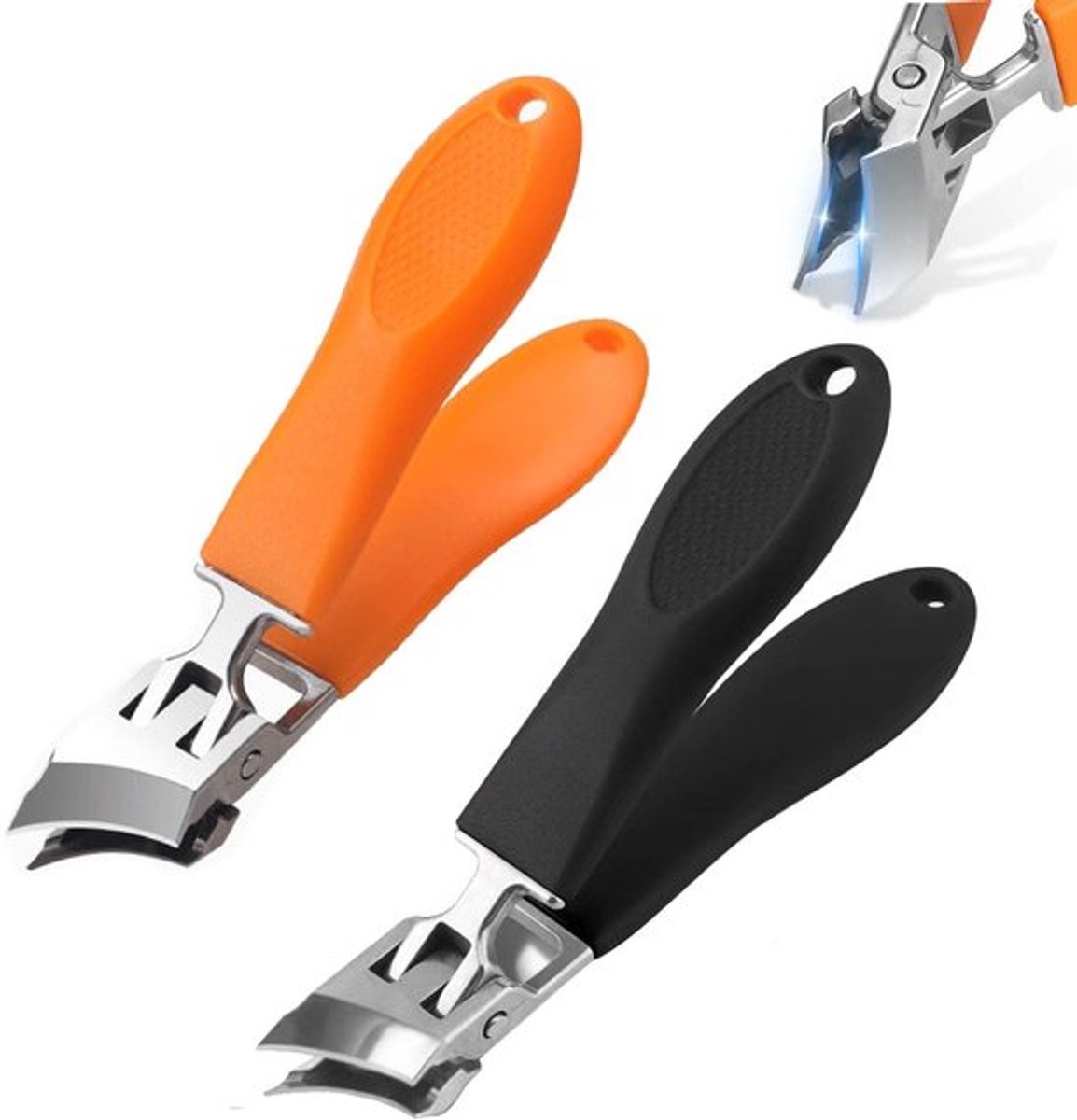 2 stuks breed bek anti-spat waterdichte schuine nagelknipper, lange greep gebogen mes voor senioren, afgeschuinde ingegroeide nagelknipper, voor vrouwen en mannen, teennagelknipper voor dikke