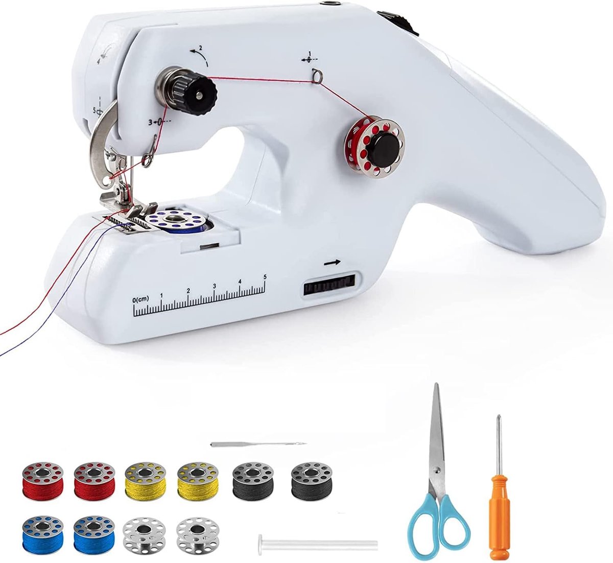 SnelShoppen - Draagbare Elektrische Handnaaimachine met Dubbele Draad, Naalden en Draad, Perfecte Naaiset voor Beginners en Kinderen, Ideaal voor Kled