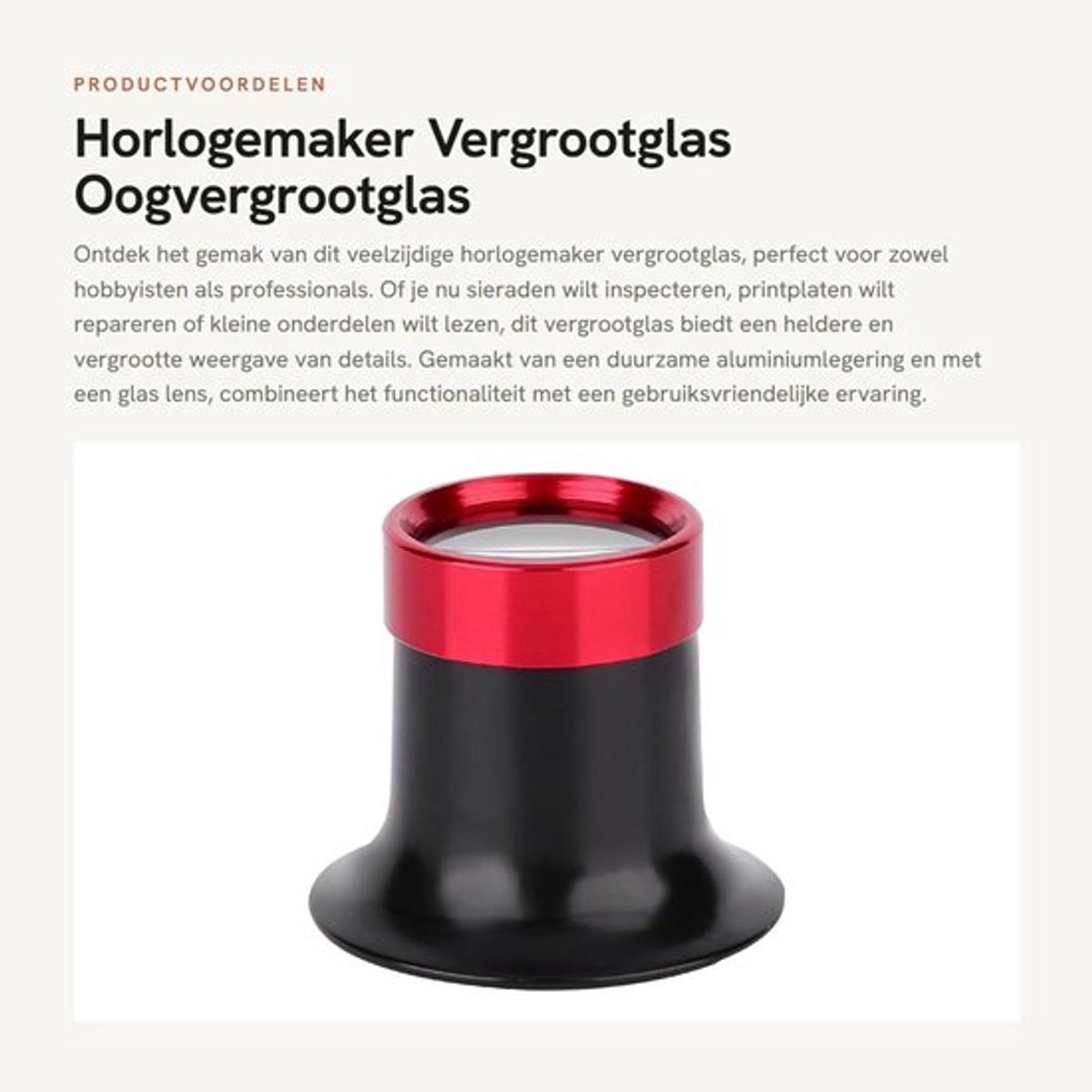 Oogvergrootglas Professionele Loep - Aluminiumlegering - Compact en Draagbaar - Voor Sieraden/Munten/Postzegels - Duurzaam en Milieuvriendelijk - Geschikt voor Industrie en Onderwijs