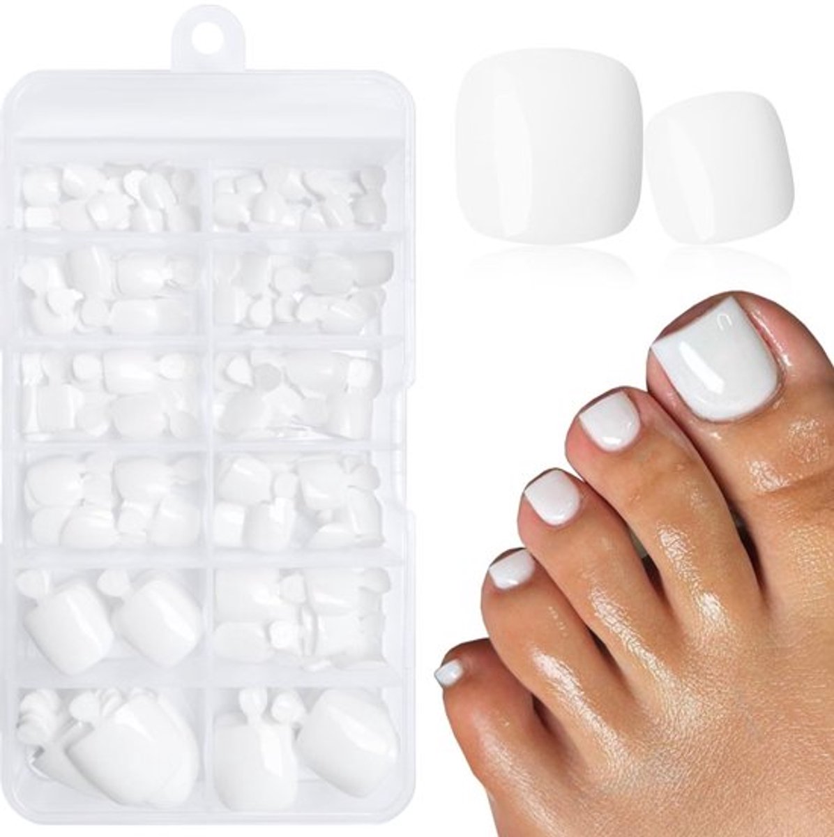 Press-on Nagels 24 Stuks - Valse Nagels Set met Lijm - Zelfklevende Etiketten - Siliconen Nageltips - Kort/Vierkant - Inclusief Nagelvijl