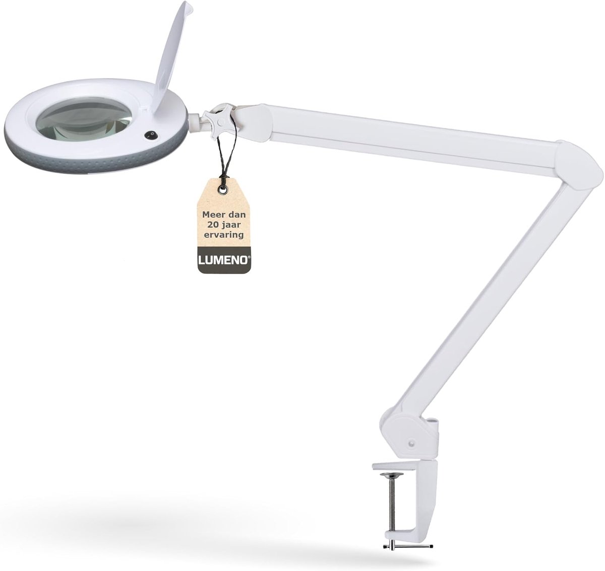SnelShoppen - LED Vergrootlamp 127mm Glazen Lens, Werklicht, Cosmetica Lamp, Hobby & Lezen, 3 Dioptrie, Grijs