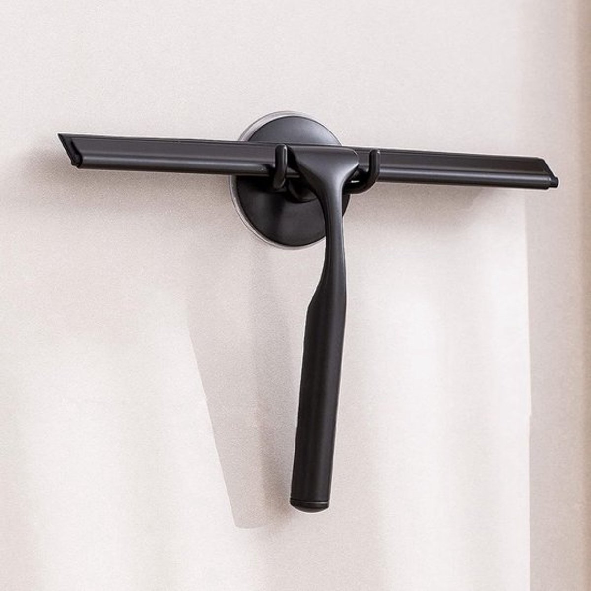 Thijox - Doucheborstel Raamborstel Douchewisser Roestvrij Staal met Sterke Zuignaphaak voor Badkamer Keuken Spiegel Auto Raamreiniging 25,4 cm