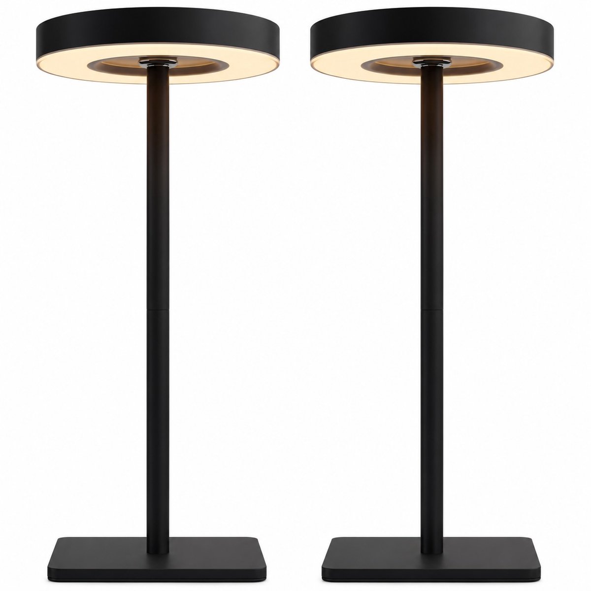 Nook - Oplaadbare tafellamp 2-pack - Zwart - Draadloos - LED & 3 lichtstanden - Bureaulamp of nachtlampje