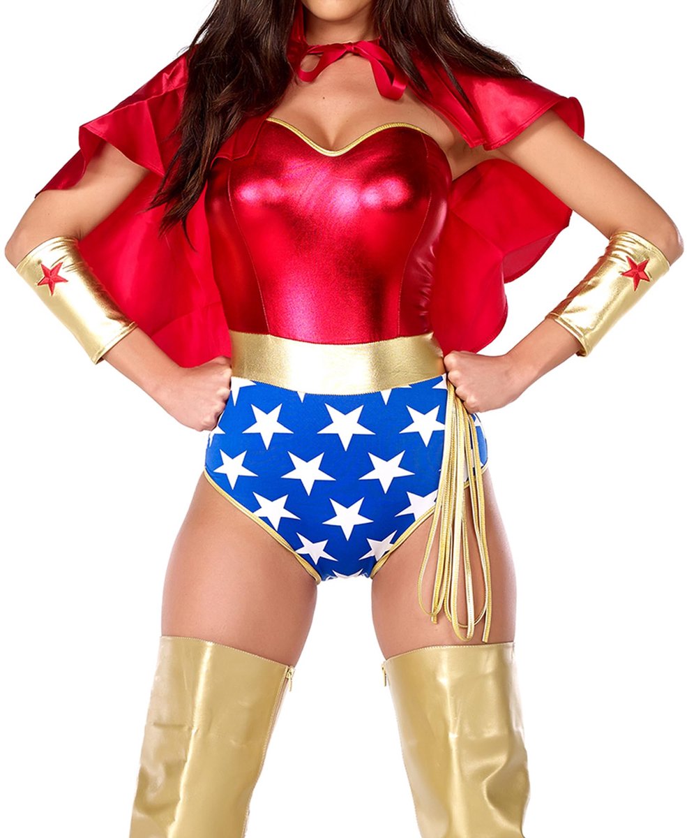 SnelShoppen - Forplay Super verleidster kostuumset voor dames, Rood, S-M, sexy outfit voor feesten, themafeesten, carnaval, Halloween, verleidelijke l