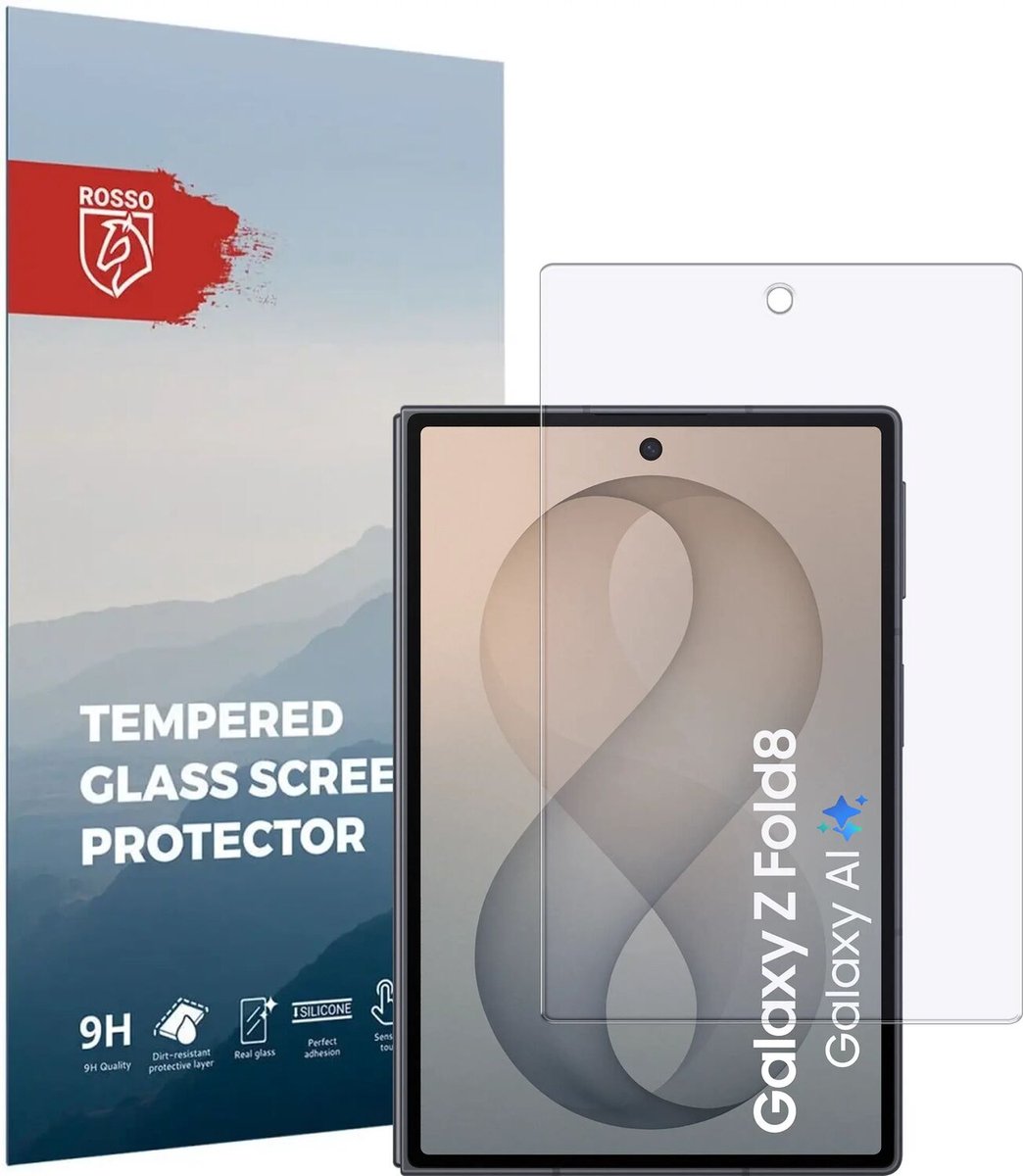 Rosso Screen Protector Geschikt voor Samsung Galaxy Z Fold 8 | 9H Tempered Glass | Glasplaatje | Beschermlaag | Beschermglas | 9H Hardheid