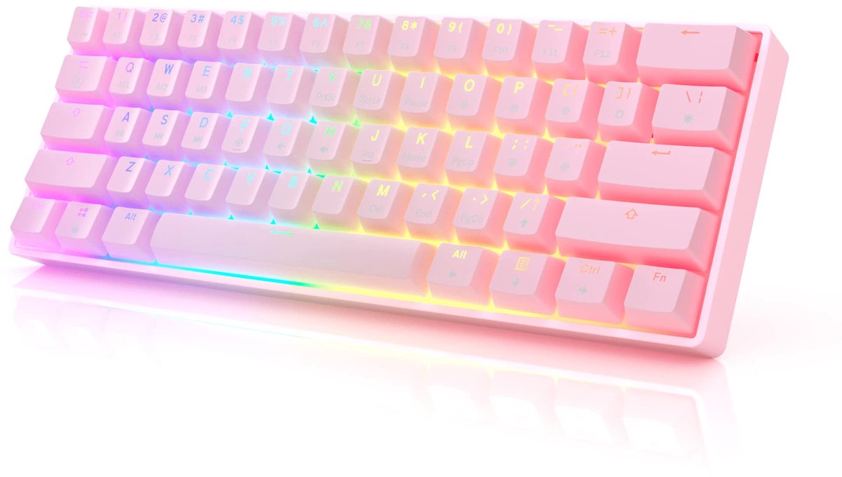 SnelShoppen - GK61 Mechanisch Gaming-toetsenbord - 61 Toetsen, Multi Color RGB, LED Verlichting, Bedraad, Programmeerbaar, Gateron Optisch Blauw, Pris