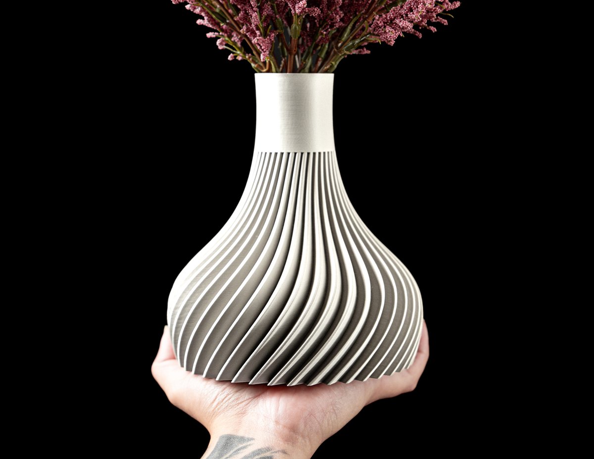 Skushy Vaas Ridged - Geschikt voor Bouwbloemen - Japandi Designvaas voor Droogbloemen en Kunstbloemen - Sculpturale Decoratieve Vaas - Moderne Woondecoratie