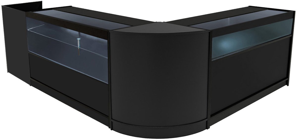 Gravity led winkel toonbank set - zwart - 150x60x90 cm - 4-delig