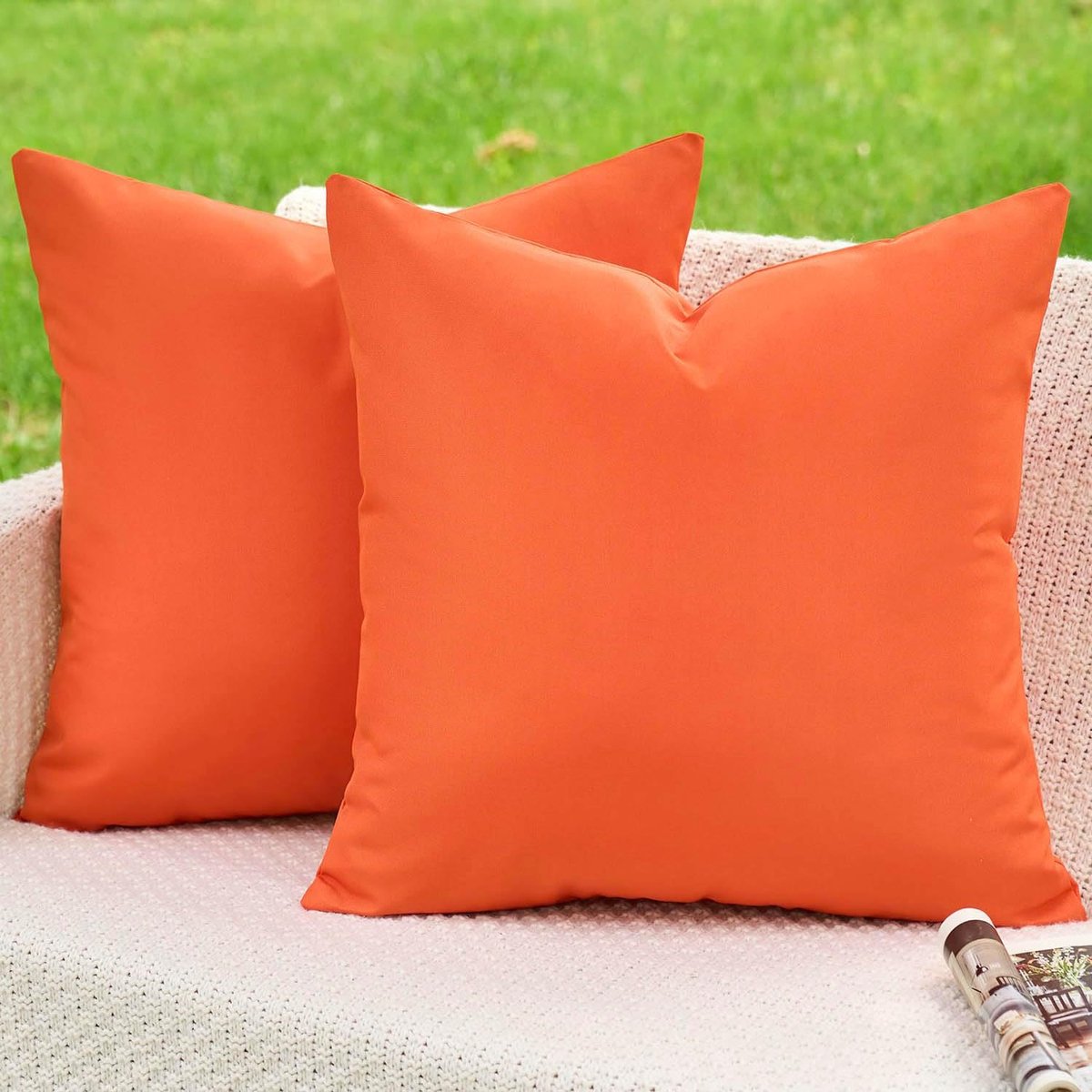 SnelShoppen - Kiatuniya Kussenhoes 50 x 50 cm Oranje, Waterdicht en Decoratief voor Buiten, Bohemien Tuin, Balkon, Woonkamer, Slaapkamer, Terras, 2 St