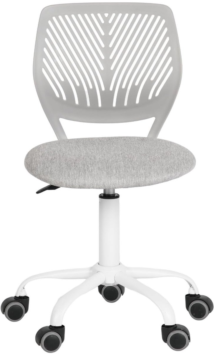 SnelShoppen - Ergonomische Gamingstoel voor Kinderen, Verstelbare Bureaustoel, Mouwloos Design, Grijze Kleur, Rubber Wielen, Perfect voor Leren en Spe
