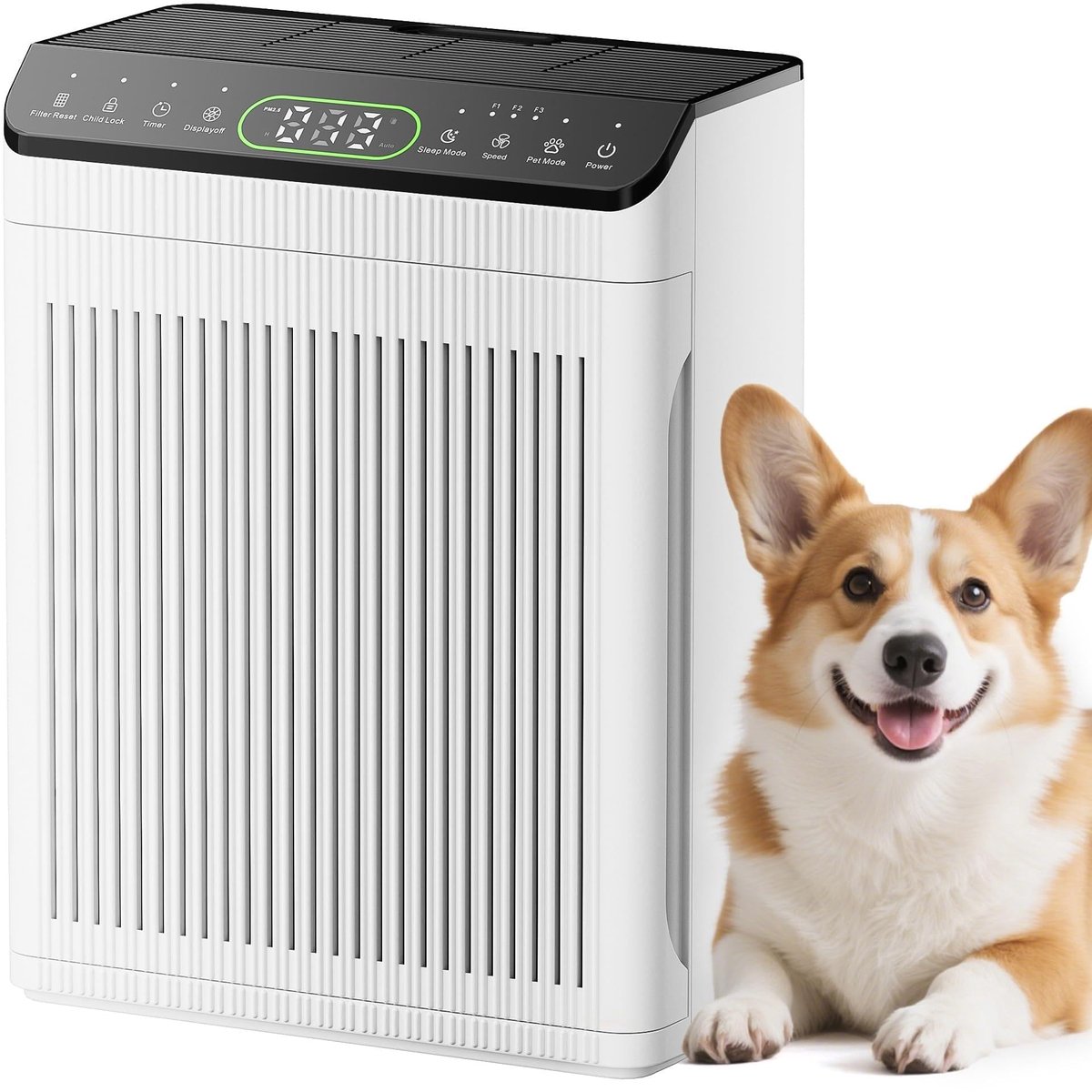 SnelShoppen - EVALIT Luchtreiniger Allergieën CADR 420 m³/h voor Rookkamers Stof Pollen PM2.5-display Luchtreiniger Huisdieren Aromatherapie Lichtwit