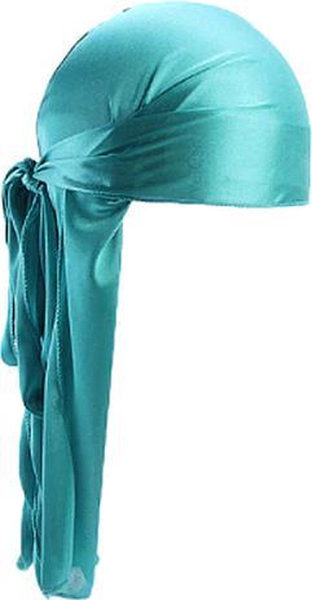 Scoby - Turquoise Durag - Geschikt voor Haarbescherming - Bandana Shawl - Haar Doek - Wave Cap - One Size - Turquoise