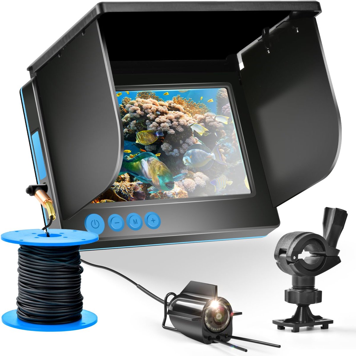 SnelShoppen - Onderwatercamera met 5 inch IPS-display, Fish Finder Camera met 220° groothoek, infrarood nachtzicht en IP65 waterdichte behuizing voor