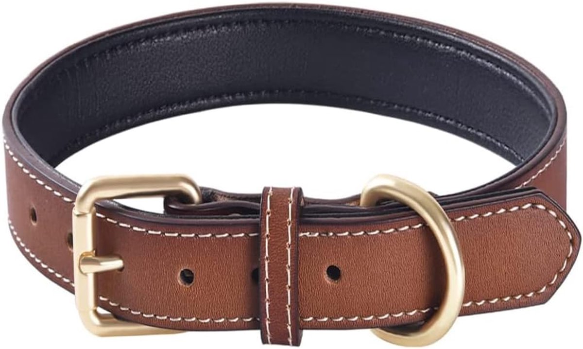 SnelShoppen - Echt leren hondenriem bruin (S) - Zacht, stevig en duurzaam - Perfect voor dagelijkse wandelingen, training en avonturen