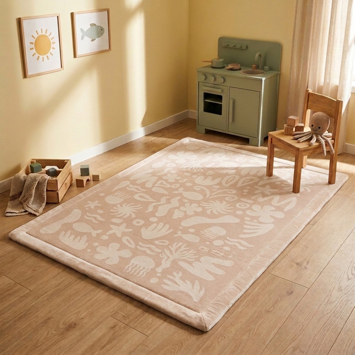 Little Olly Wasbaar speelkleed - Flo Beige - 150x200cm