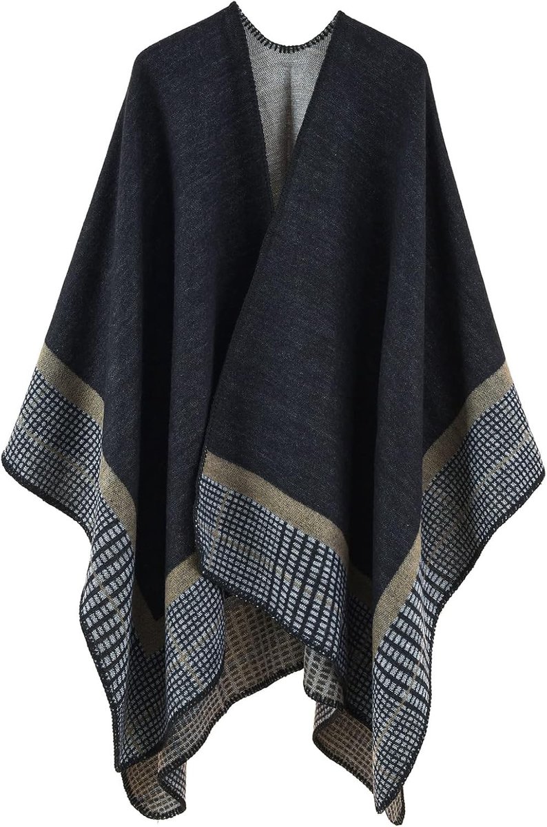 Elegante Dames Poncho voor de Winter - Warme Gebreide Cape, Dekentje en Sjaal - Perfect Cadeau voor Verjaardag en Kerst