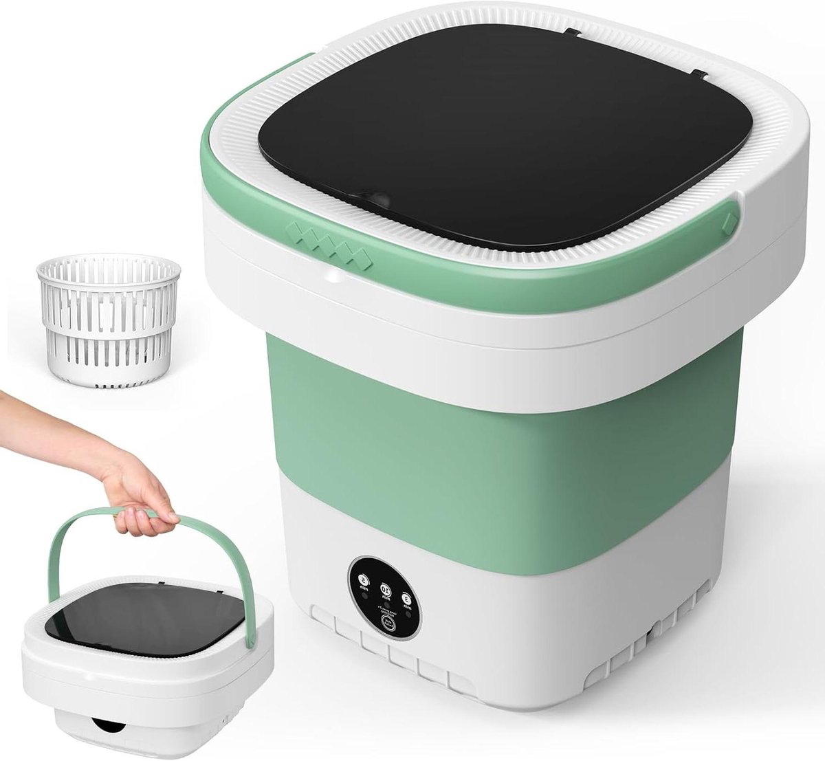 Draagbare Mini Wasmachine Opvouwbare Wasmachine Kleine Wasjes Met Centrifuge Mand 12 Liter Capaciteit Groen