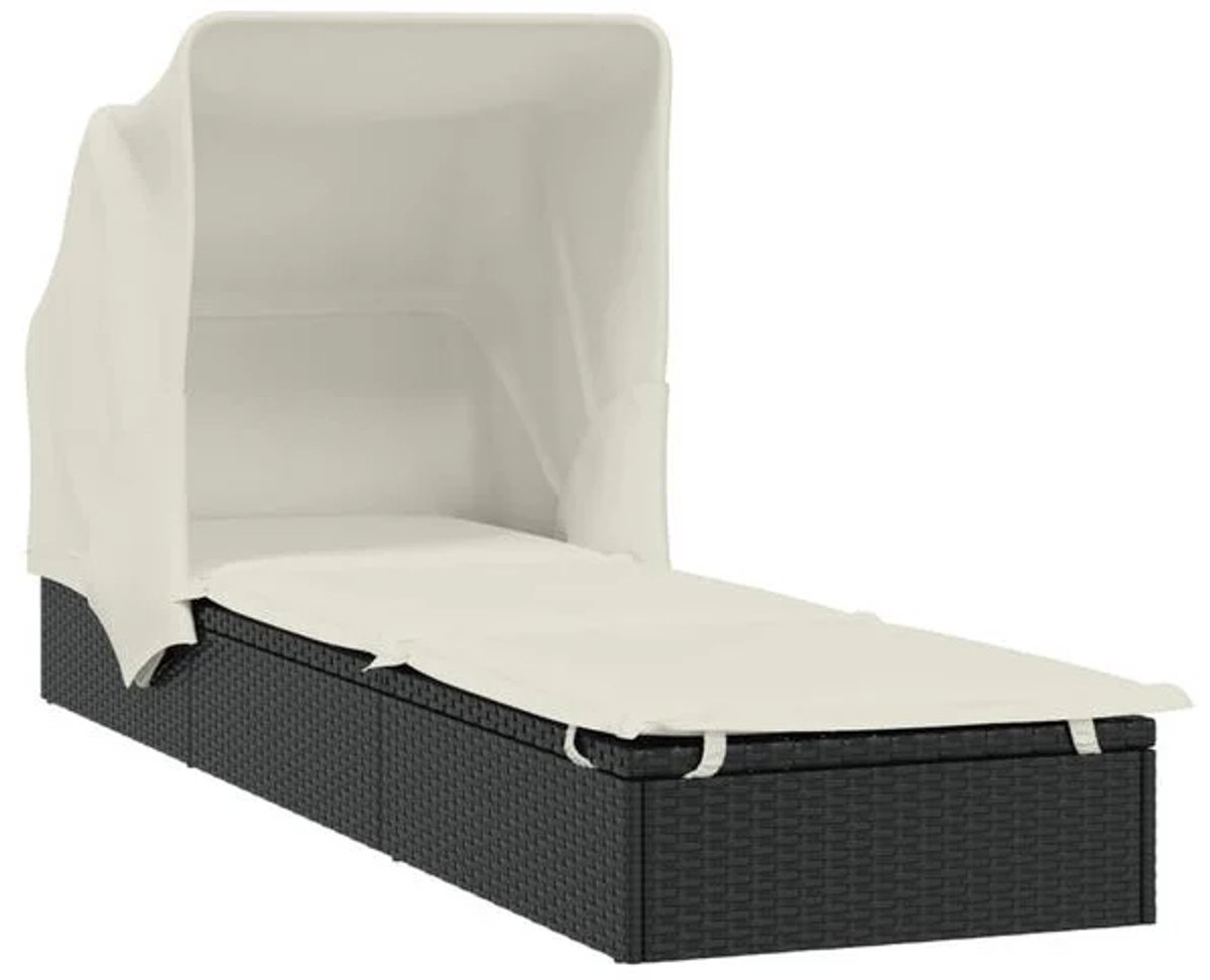Ligbed - Tuin - Zonnebed - Ligstoel - Loungebed - Weerbestendig - Verstelbaar - Buiten - Opklapbaar - Zwart en wit