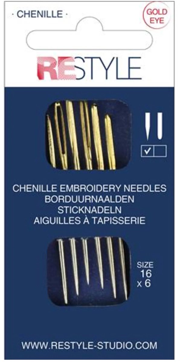 ReStyle 015.10634 Borduurnaalden met scherpe punt 16, 6 stuks