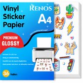Pak met 36 vellen A4 glossy vinyl stickerpapier, met diverse stickers van een Corgi, bliksemschicht, en stoplicht.