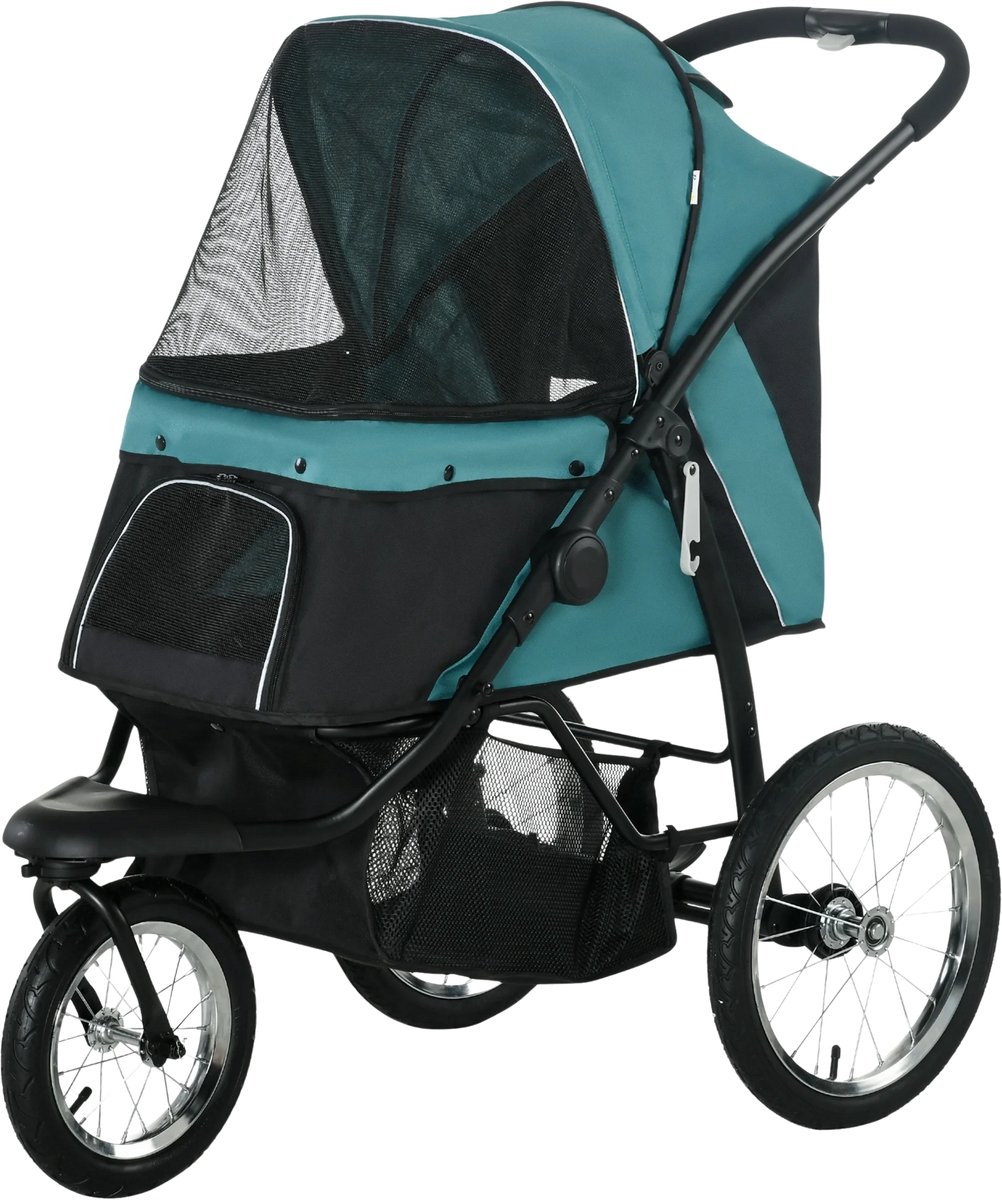 Hondenbuggy – Opvouwbare Katten- en Hondenwagen met Reflectoren voor Kleine en Middelgrote Honden – Groen
