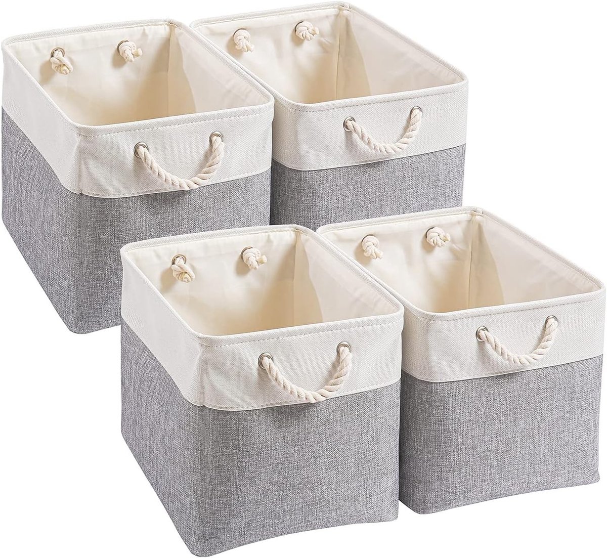 Grote Vouwbare Opbergmanden voor Kleding, 33 x 38 x 33 cm, Set van 4 voor Kinderkamer en Organisatie (Grijs/Wit)